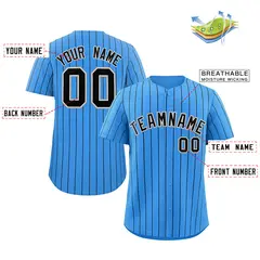 Powder Blue Navy-Gray Stripe Baseball Jersey 2