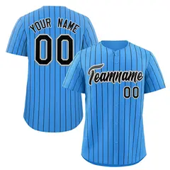 Powder Blue Navy-Gray Stripe Baseball Jersey 1