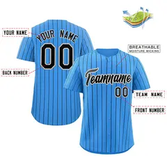 Powder Blue Navy-Gray Stripe Baseball Jersey 2