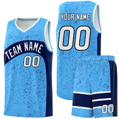 Powder Blue Navy Irregular Dot Graffiti Basketball Jersey 1