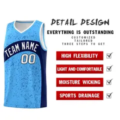 Powder Blue Navy Irregular Dot Graffiti Basketball Jersey 2
