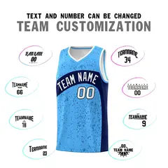 Powder Blue Navy Irregular Dot Graffiti Basketball Jersey 4