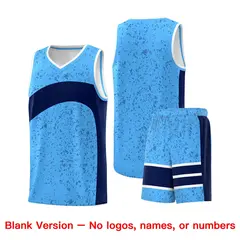 Powder Blue Navy Irregular Dot Graffiti Basketball Jersey 7