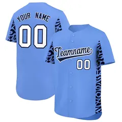 Powder Blue Navy Leopard Graffiti Side Baseball Jersey