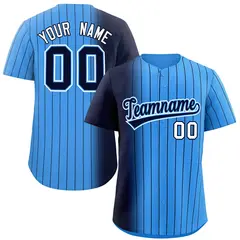 Powder Blue Navy Pinstripe Gradient Baseball Jersey 1