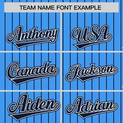 Powder Blue Navy Pinstripe Raglan Varsity Full-Snap Letterman Baseball Jacket 3