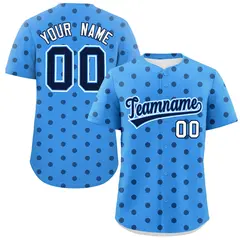 Powder Blue Navy Polka Dot Graffiti Baseball Jersey 1