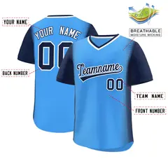 Powder Blue Navy Raglan Pullover Authentic Baseball Jersey 2