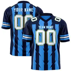 Powder Blue Navy Razr Stripe Graffiti Flag Football Jersey 1