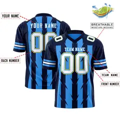 Powder Blue Navy Razr Stripe Graffiti Flag Football Jersey 2
