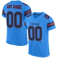 Powder Blue Navy-Red Classic Style Mesh Football Jersey 1