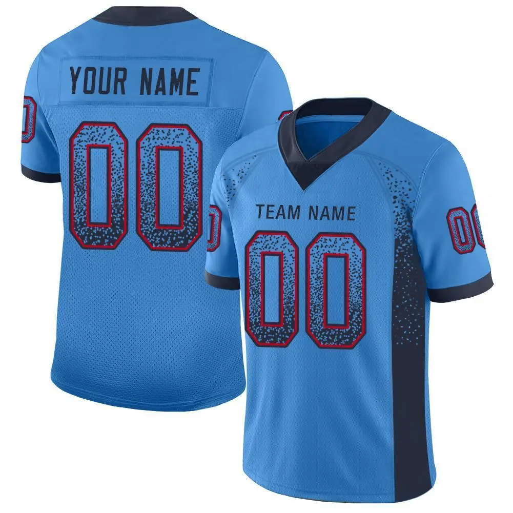 Powder Blue Navy-Red Drift Fashion Mesh Football Jersey