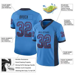 Powder Blue Navy-Red Drift Fashion Mesh Football Jersey 2