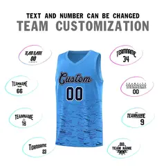 Powder Blue Navy Scratches Pattern Basketball Jersey 3