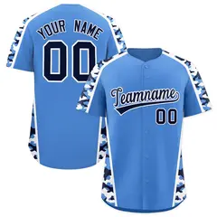 Powder Blue Navy Side Camo Baseball Jersey 1