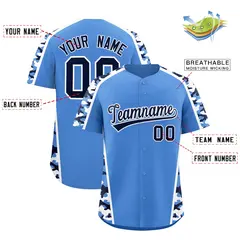Powder Blue Navy Side Camo Baseball Jersey 2