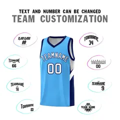 Powder Blue Navy Side Design Basketball Jersey 4
