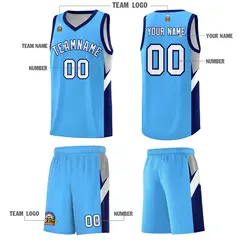 Powder Blue Navy Side Design Basketball Jersey 5