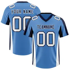 Powder Blue Navy Side Stripe Pattern Football Jersey