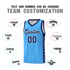 Powder Blue Navy Side Symmetrical Line Pattern Basketball Jersey 4
