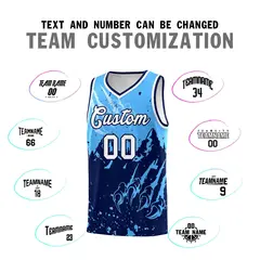 Powder Blue Navy Snow Mountain Beast Pattern Basketball Jersey 4