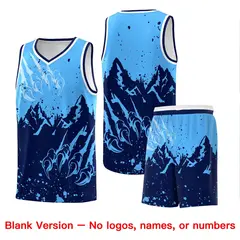 Powder Blue Navy Snow Mountain Beast Pattern Basketball Jersey 7