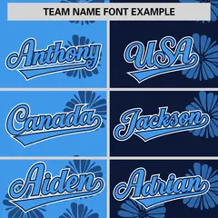 Powder Blue Navy Split Flower Graffiti Baseball Jersey 3