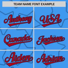 Powder Blue Navy Star Pattern Varsity Letterman Baseball Jacket 3