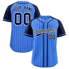 Powder Blue Navy Stripe Raglan Baseball Jersey 1