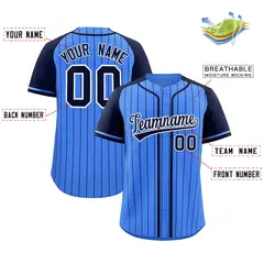 Powder Blue Navy Stripe Raglan Baseball Jersey 2