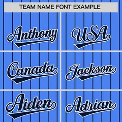 Powder Blue Navy Stripe Raglan Baseball Jersey 3
