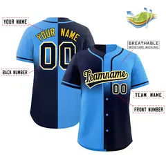 Powder Blue Navy Symmetrical Gradient Baseball Jersey 2