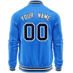 Powder Blue Navy Varsity Full-Zip Letterman Baseball Jacket 6