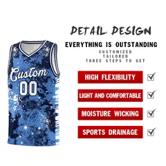 Powder Blue Navy Vice Burst Graffiti Basketball Jersey 2