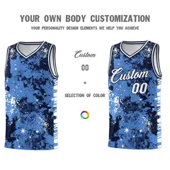 Powder Blue Navy Vice Burst Graffiti Basketball Jersey 3