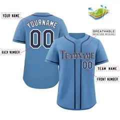 Powder Blue Navy White Classic Authentic Baseball Jersey 2