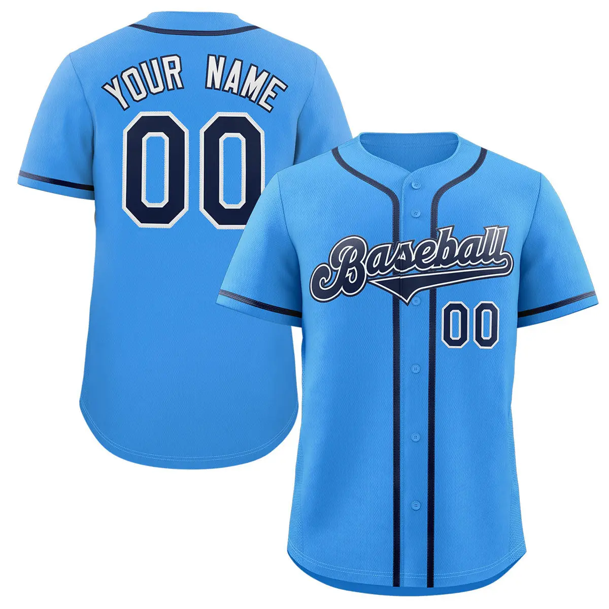 Powder Blue Navy White Classic Authentic Baseball Jersey