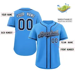 Powder Blue Navy White Classic Authentic Baseball Jersey 3