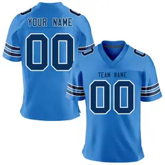 Powder Blue Navy-White Classic Mesh Football Jersey 1