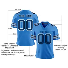 Powder Blue Navy-White Classic Mesh Football Jersey 2