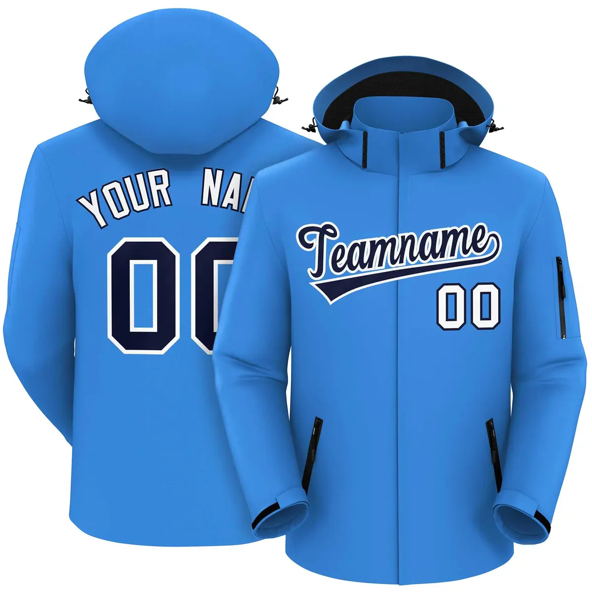 Powder Blue Navy-White Classic Waterproof Jacket
