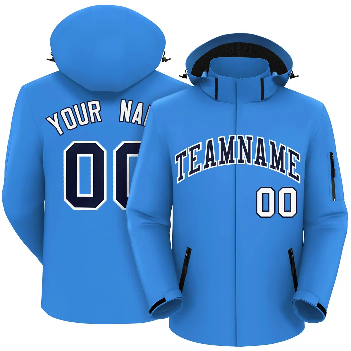 Powder Blue Navy-White Classic Waterproof Jacket
