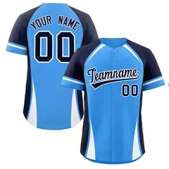 Powder Blue Navy-White Color Block Authentic Baseball Jersey 1