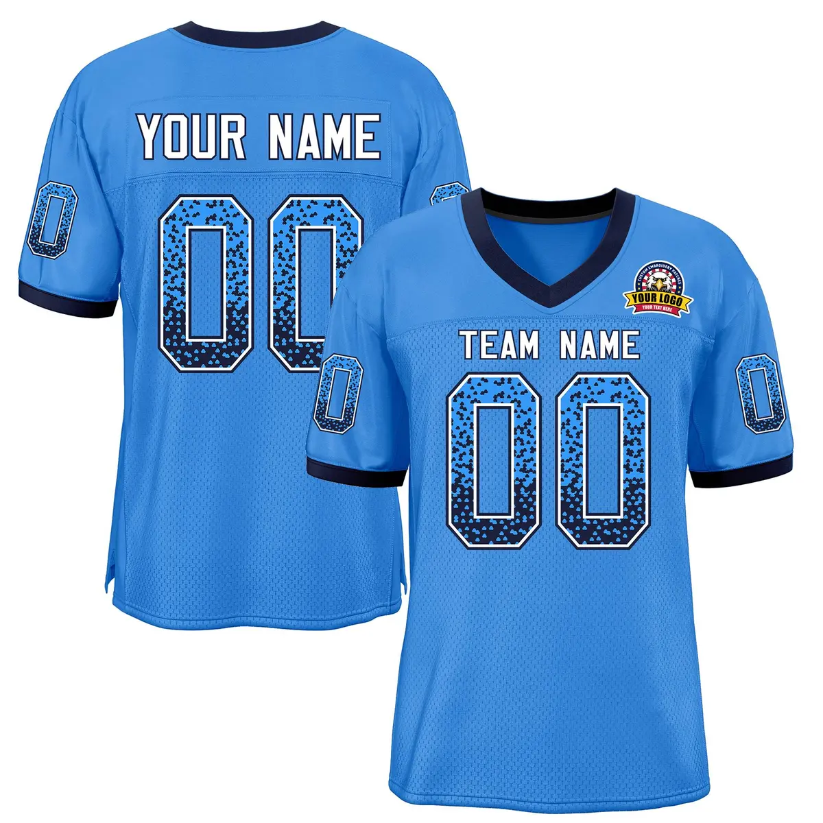 Powder Blue Navy-White Drift Mesh Football Jersey