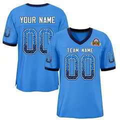 Powder Blue Navy-White Drift Mesh Football Jersey