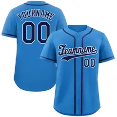 Powder Blue Navy-White Hook Baseball Jersey 1