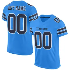 Powder Blue Navy-White Mesh Football Jersey 1