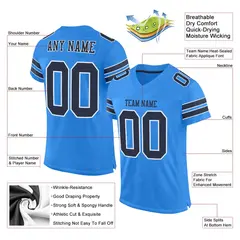 Powder Blue Navy-White Mesh Football Jersey 2