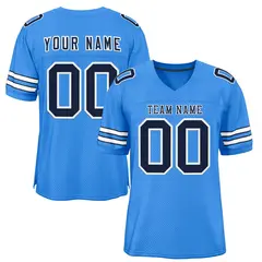 Powder Blue Navy-White Mesh Football Jersey 1