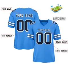 Powder Blue Navy-White Mesh Football Jersey 2